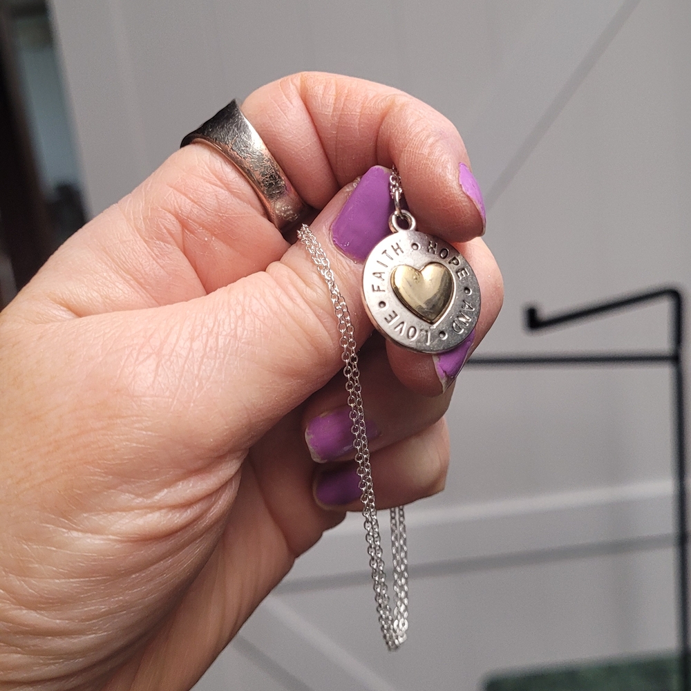 Hand Crafted Silver Necklace with Gold Heart Pendant